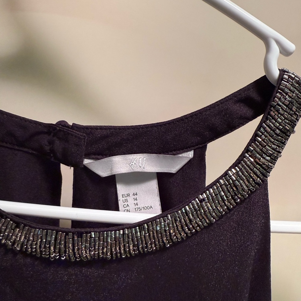 H&M Black Dress with Beaded Neckline